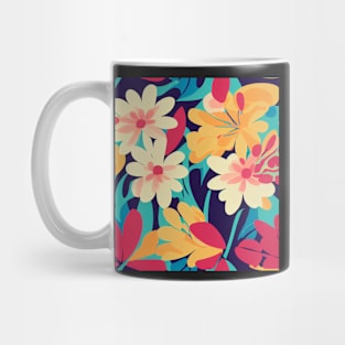 Bright Floral Vintage 1970s Pattern Mug